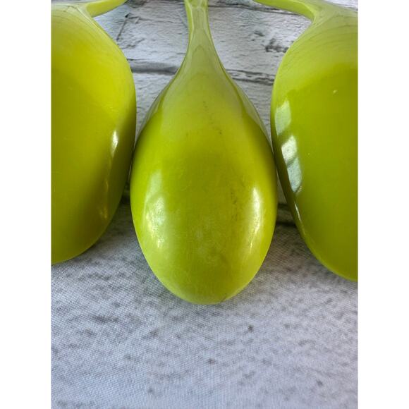 Vintage Melamine Three Spoon Set Slotted Mixing Serving Light Lime Green Avocado - Picture 7 of 11